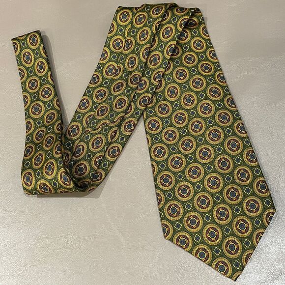 Polo Ralph Lauren Other - Polo Ralph Lauren Vintage Geometric Circle Print Silk Tie in Green and Gold